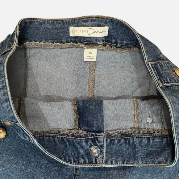 Womens 16 Denim Hi-Rise Gold Button Straight Ankle Leg Casual PLUS Stretch Jeans - Picture 2 of 4